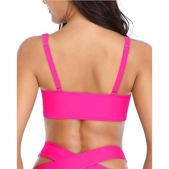Tempt Me Women Bikini Tops Push Up Swim Top Front Tie Knot Bathing Suit Top S - Picture 4 of 5